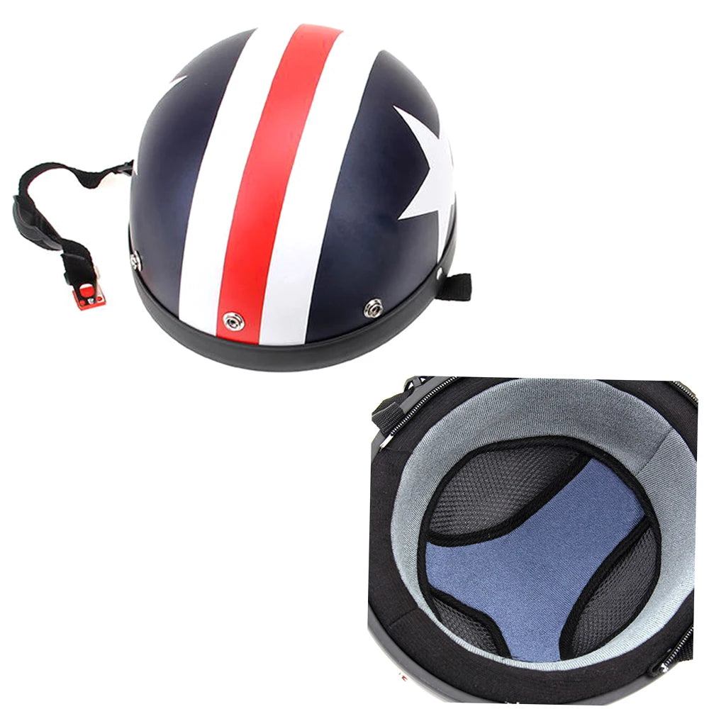 Half Open Face Motorcycle Helmet with Goggles Visor Scarf Biker Scooter Touring Helmet