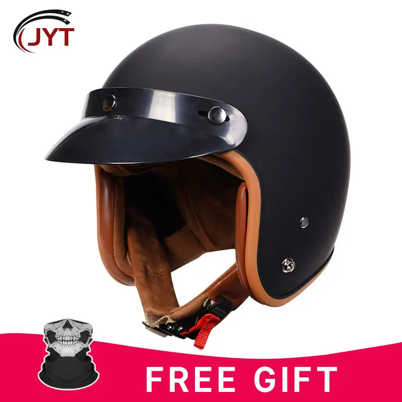 DOT Retro Open Face Motorcycle Low Profile Helmets 3/4 Half Helmet Vintage Four Seasons Unisex for Adult Men Women for Motocross