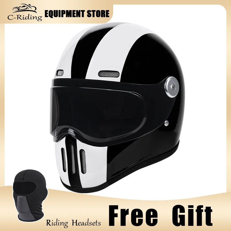 C-Ridng Genuine Carbon Fiber Adventure DOT Certified Modular Design Style Full Face Motorcycle Helmet with Dark Detachable Lens