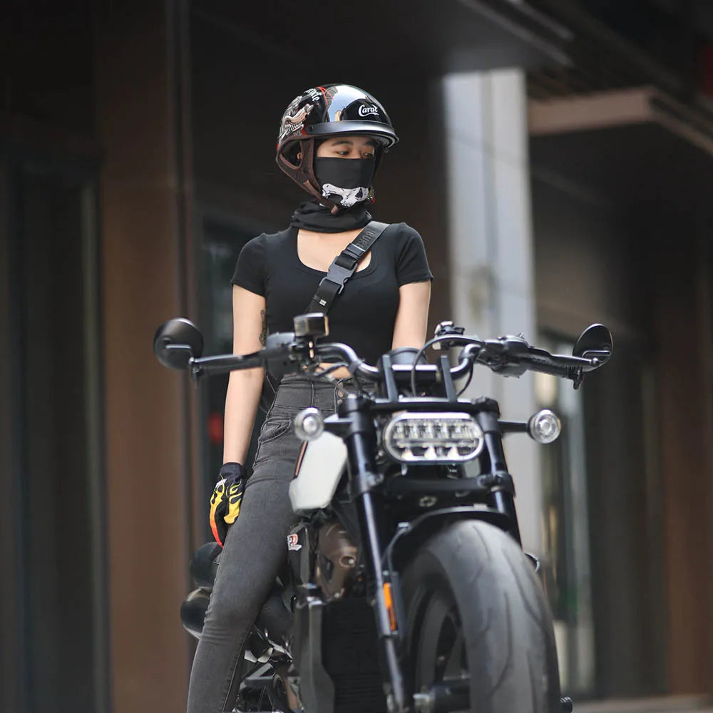 Motorcycle Half Helmet Four Seasons Helmet Summer Sunscreen Retro Fashion Helmet Men and Women Cycling Helemt ABS material