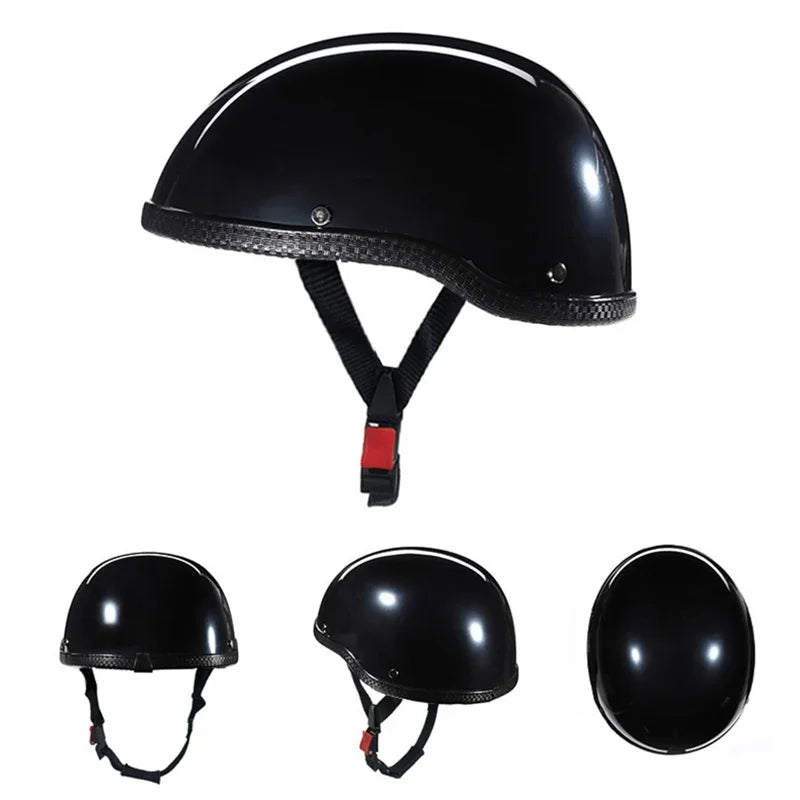 2025 summer Vintage Motorcycle Cruiser Helmet Half Face German Helmet Motorcycle Helmet Bright Black Car-styling