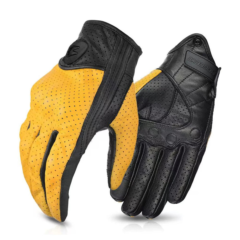Lightning Metal Logo Motorcycle Gloves - Premium Anti-Slip & Windproof Riding Gloves for Men Women