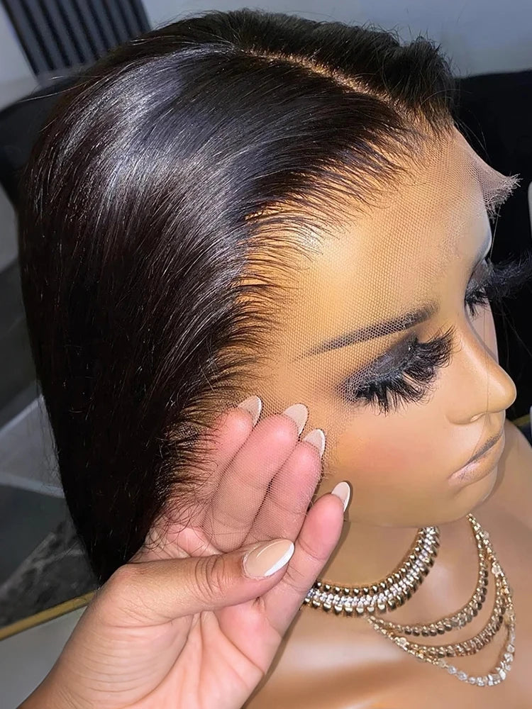 13x6 Bone Straight Real Human Hair Lace Front Wigs Brazilian Glueless 30 36 Inch Straight 13x4 HD Transparent Lace Frontal Wig