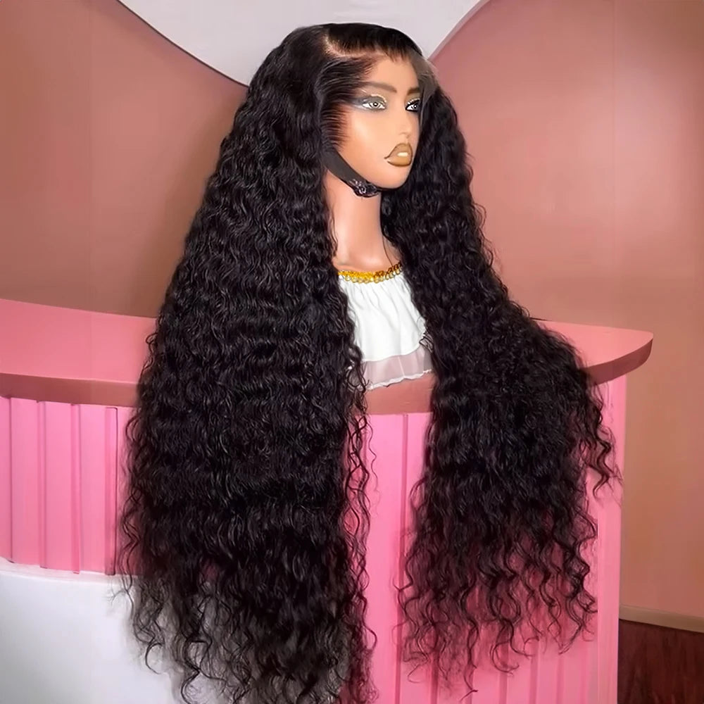 250% High Density 40 46inch Curly Wigs 100% Human Hair 13x4 13x6 HD Lace Frontal Wigs Human Hair Deep Wave Frontal Wigs on Sale