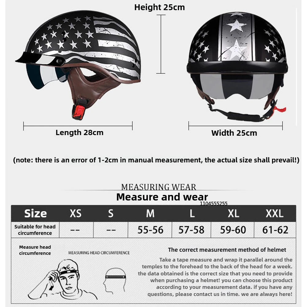 Motorcycle Helmet DOT Certification Vintage German Half Helmet Open Face Motorbike Scooter Casco Moto Helmet Men Casco Moto