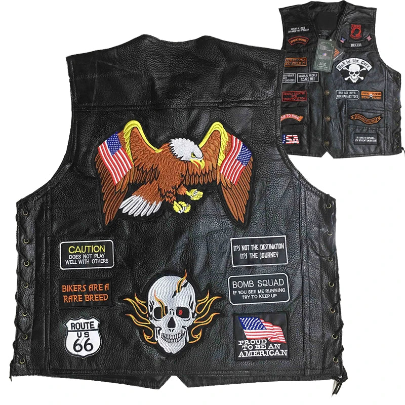 New Motorcycle Jacket Mens Sheepskin Leather Vest Biker Chaqueta Verano Moto Hombre Veste Jaqueta Motoqueiro Giacca Giacca Moto