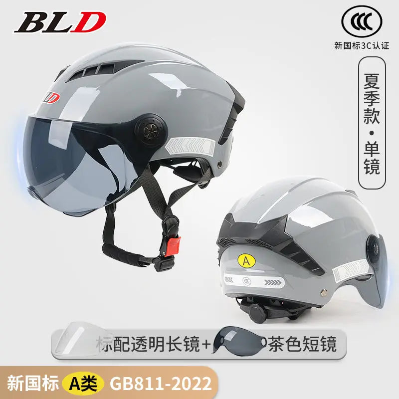 BLD Electric Vehicle Helmet Women's Summer Sunscreen Motorcycle Half Helmet Men's Four Seasons Safety Helmet casco moto