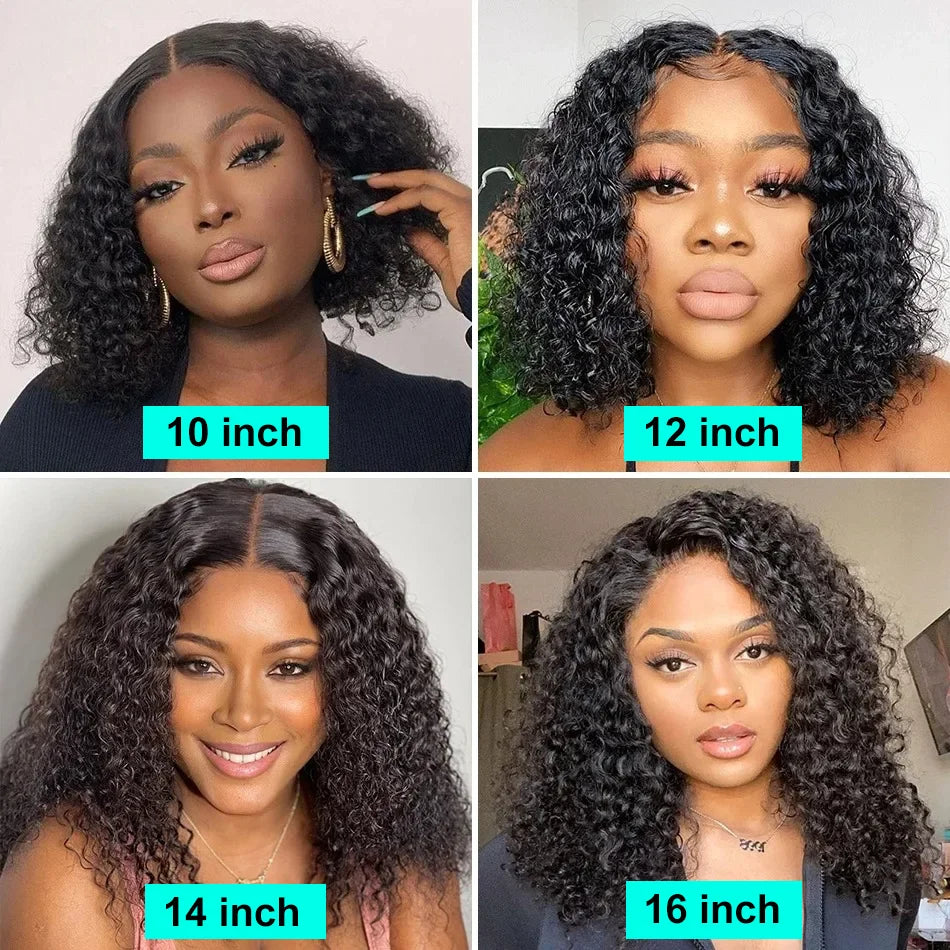 Curly Deep Bob Wigs For Women 13x4 Glueless Pre Cut Human Hair Wig Ready To Go Human Hair Wigs No Glue Remy Human Wig For Women