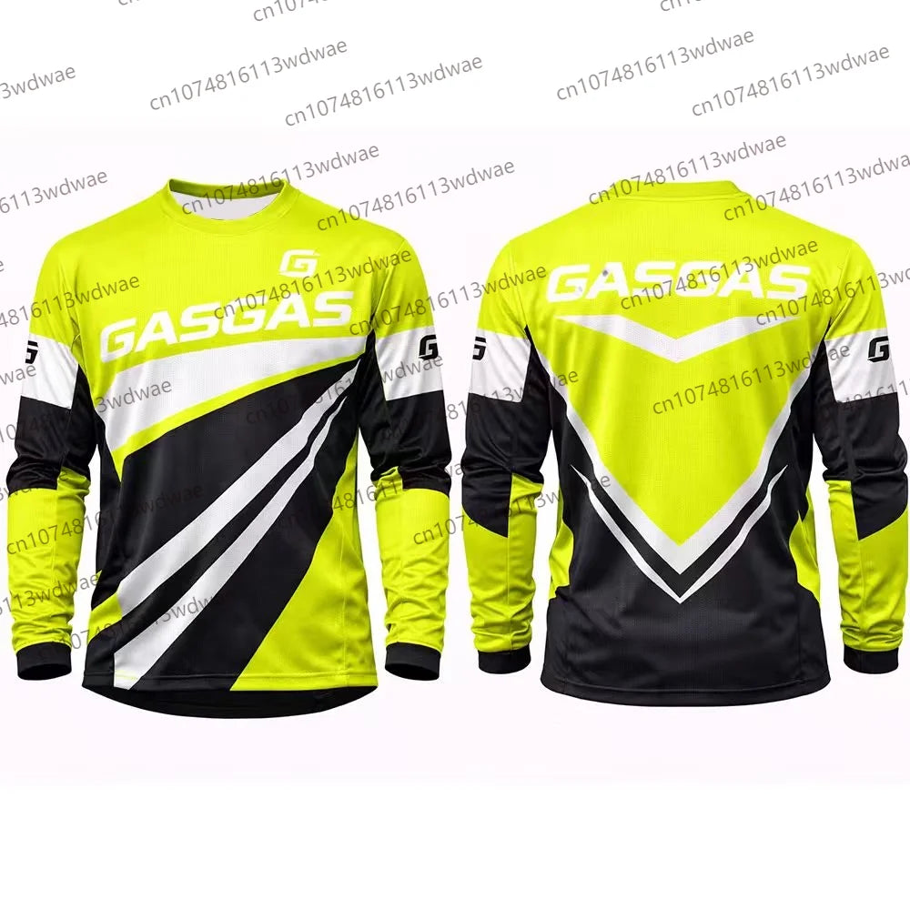 GASGAS Motocross Jersey Men Long Sleeve Racing Shirt Yellow Black Motorcycle Gear Off-Road MX Apparel  Gas Gas Logo Sportswear