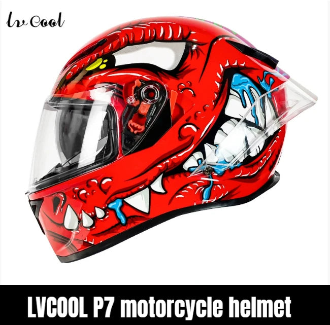 DOT Big Head Full Face Motorcycle Helmet Motocross Racing Helmets Moto Adult Motorbike Street Touring Riding For LVCOOL P7