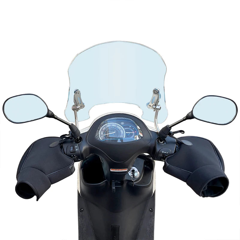 1pair Motorcycle Handlebar Covers, Winter Riding Protective Hand Covers, Electric Bike Fleece-lined Warm Gloves