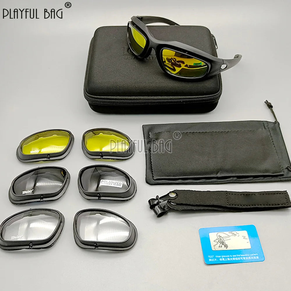 C5 Sports Glasses - Motorcycle Sandproof Goggles with Polarized Lenses - Impact Resistant Bicycle Riding Eyewear NA153S