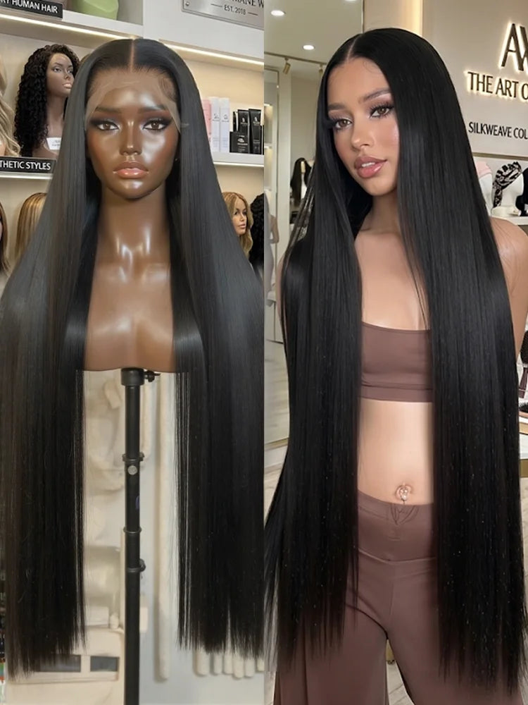 13x6 Transparent Lace Frontal Bone Straight Human Hair Wigs Brazilian 13x4 250 Density 40 Inch Pre Plucked Natural Hairline Wig