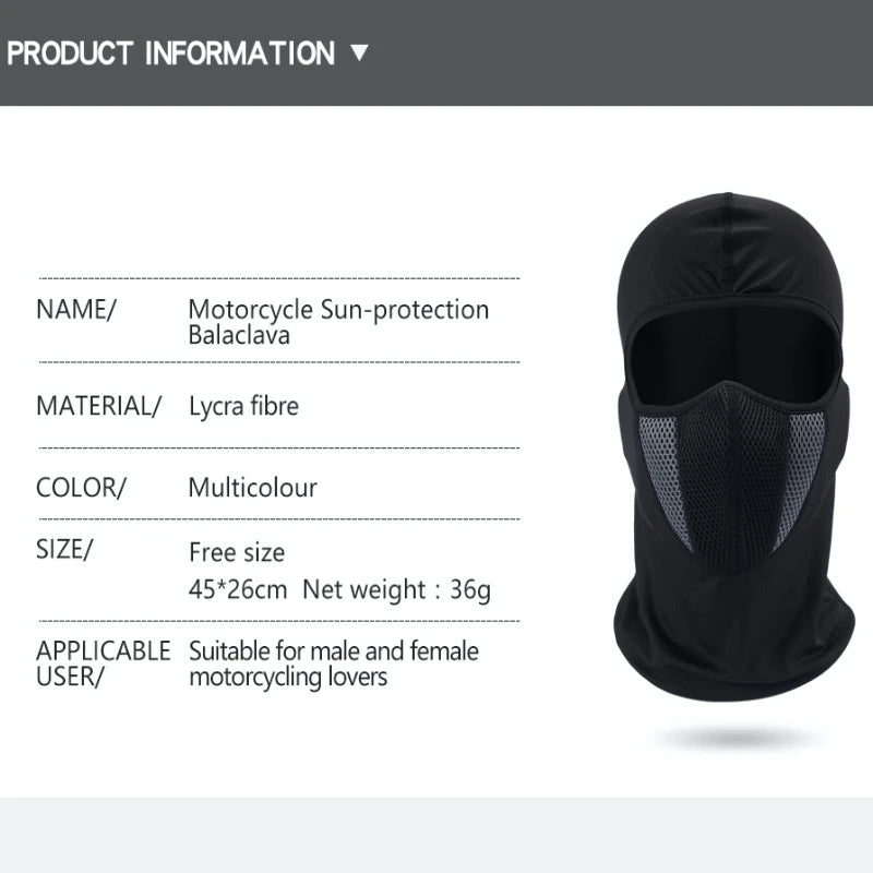 Full Face Mask Cycling Windproof Headgear Motorcycle Balaclava Breathable Outdoor Sports Men CS Mask Head Cover Hat