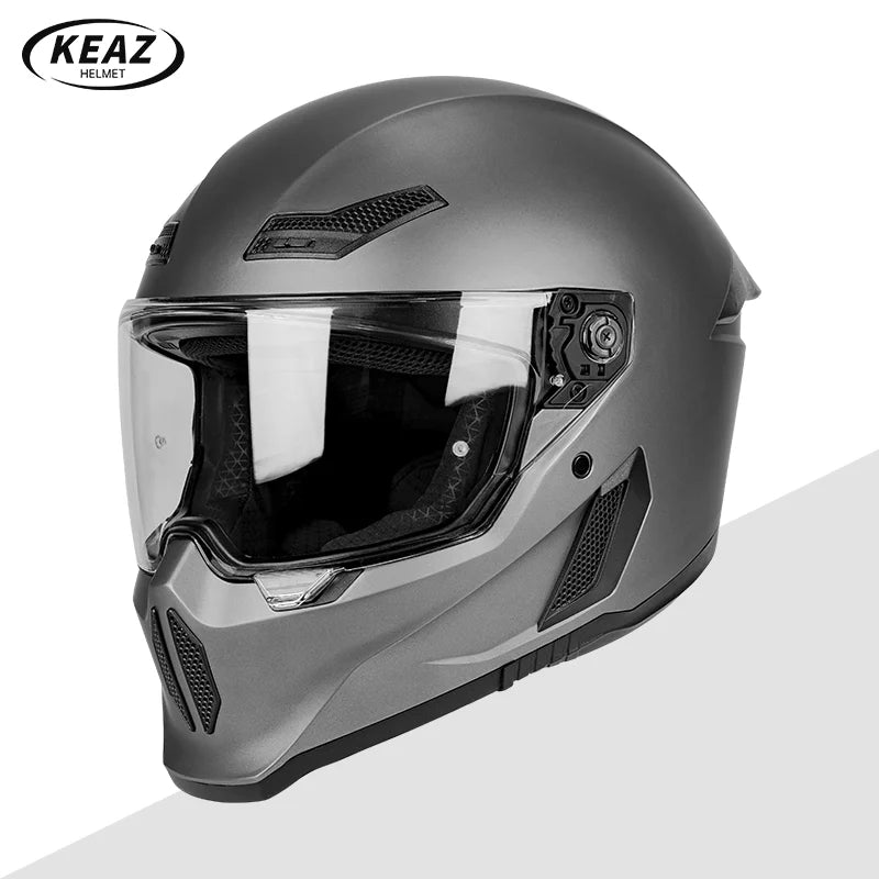 Personalized Retro Black Motorcycle Helmet Men Women Full Helmet for Motorcycles DOT Cover Suitable for All Seasons and Anti-Fog