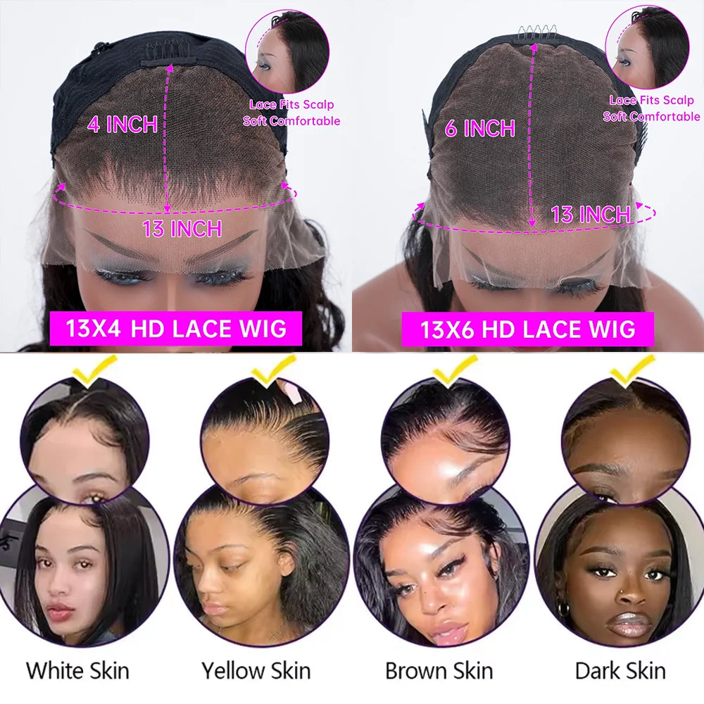 FB30 HD Lace Front Wigs Human Hair 200 Density 13x4 13x6 HD Transparent Lace Frontal Brazilian Wigs for Black Women 52 Inch