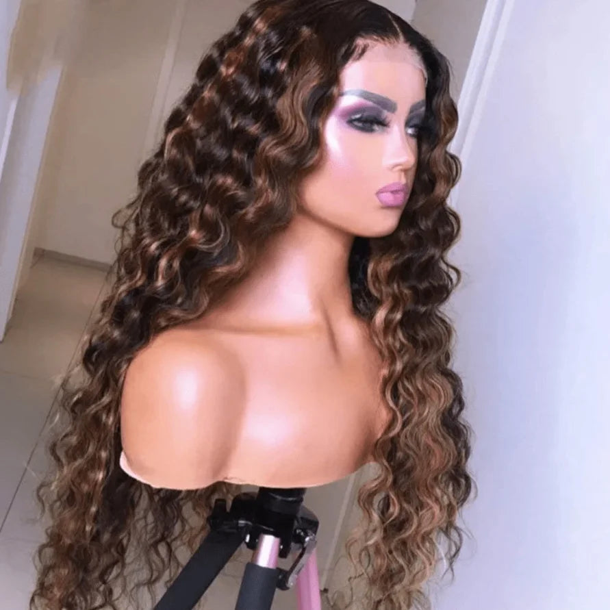 5x5 Glueless Wig Deep Wave 13x4 Lace Front Wigs Human Hair 1B/30 Ombre Colored 13x6 Lace Front Wig Highlight Curly Wig For Women
