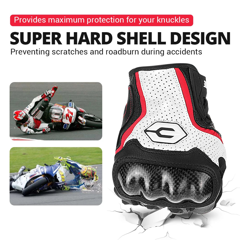 Motorcycle Gloves Leather Motorbike Touch Screen Gloves Motocross Full Finger Protective Gloves Motorbike Non-slip Riding Gloves