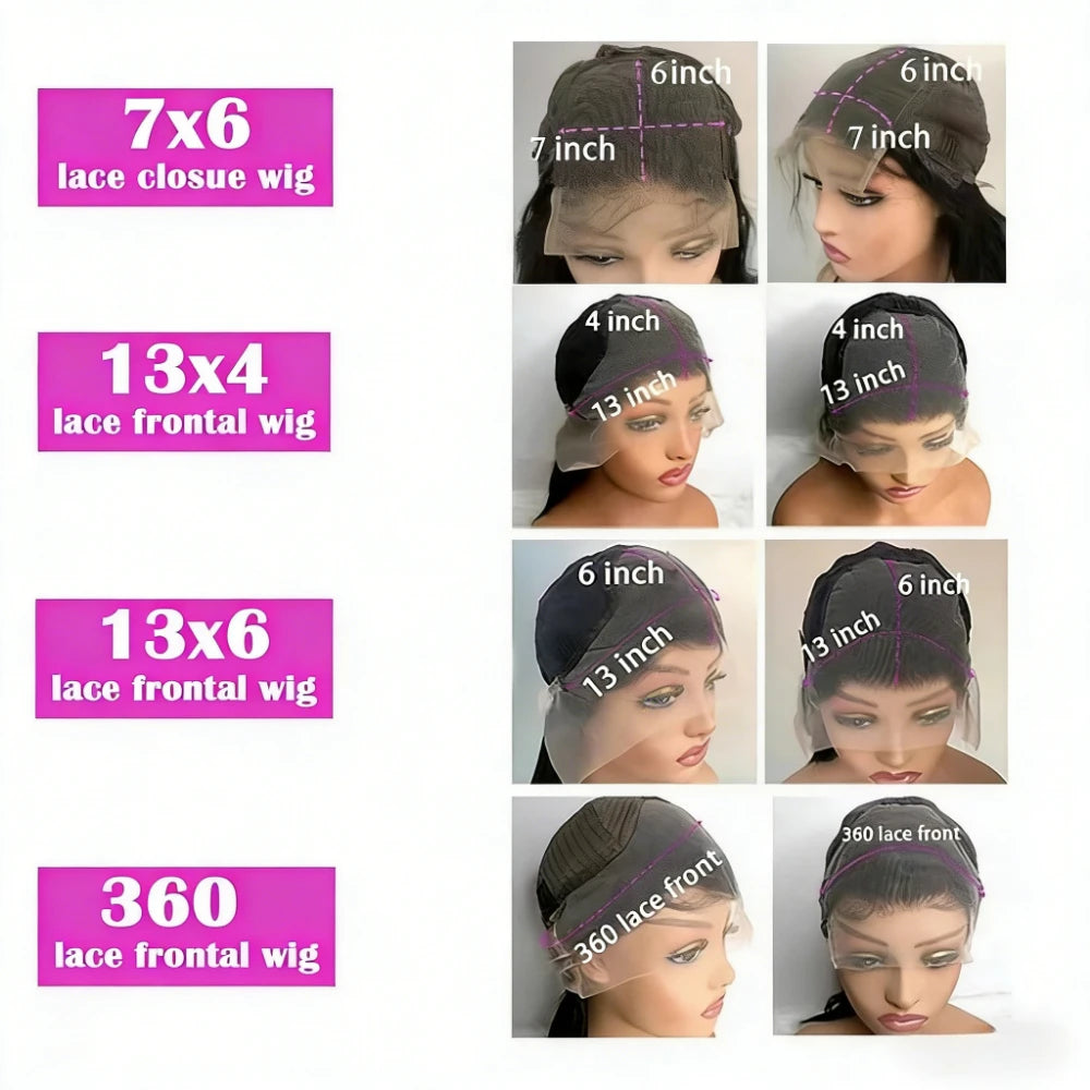 30 40 Inch 200 Density Long Straight 13x4 13x6 Full Frontal 360 HD Transparent Lace 7x6 Glueless Remy Human Hair Pre plucked Wig