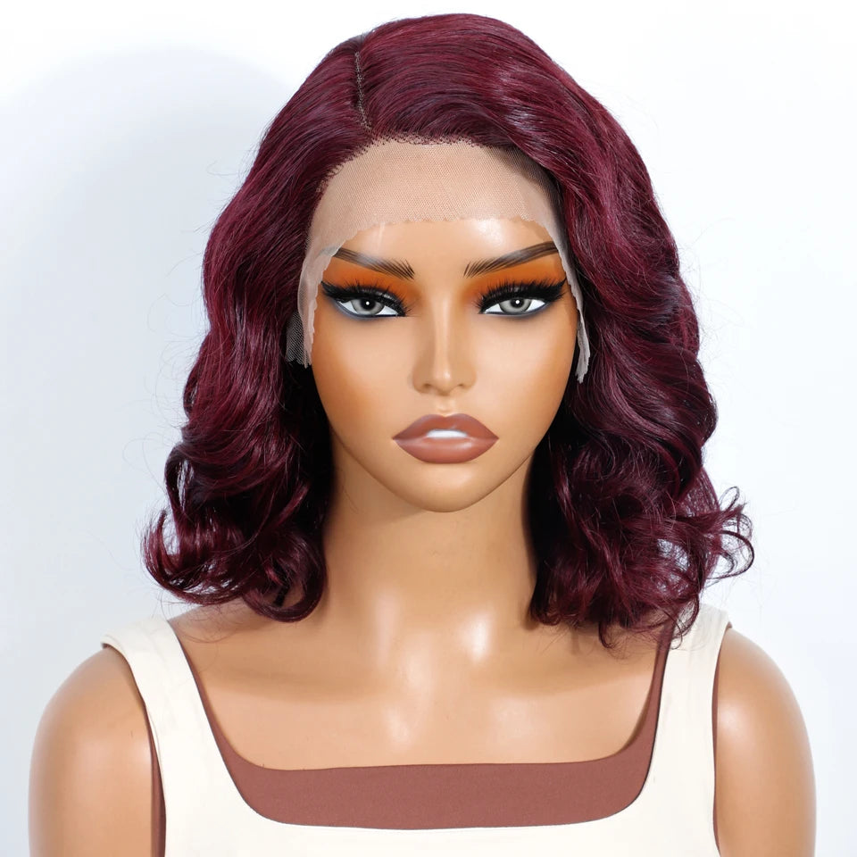 Sleek Short Bodywave Bob Human Hair Wigs For Women Blonde Colored Lace Front Wigs 4 Brown Colored Bodywave Lace Wigs 99J Red Wig
