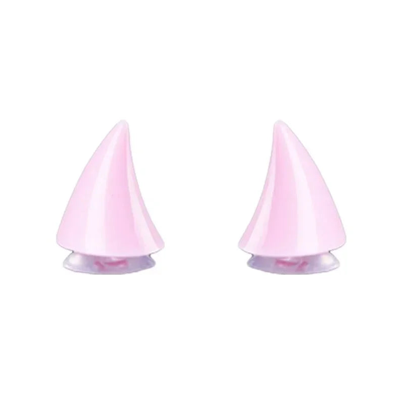 2Pcs Car Motorcycle Helmet Devil Horn Motocross Decoration Headwear Sucker Silicone Accessories