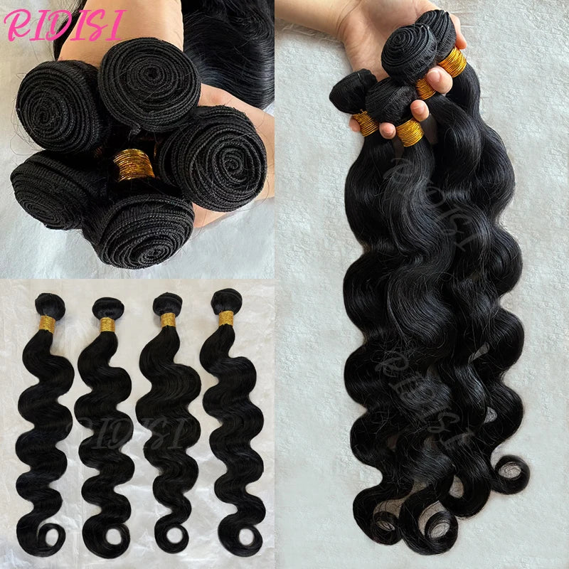 Natural Color Body Wave Bundles Human Hair 22 24 26 Inch Brazilian Virgin Hair 3/4 Bundles Human Hair Extensions For Women
