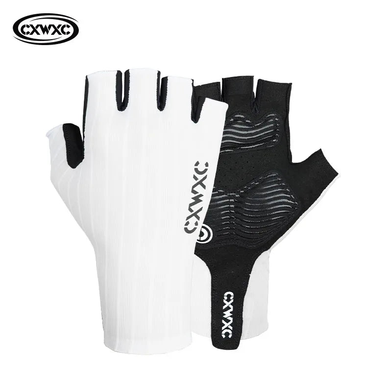 CXWXC Cycling Fingerless Gloves Bicycle Half Finger Gel Gloves Lycra Fabric Short Gloves Outdoor Sport Motorcycle Bike Mitten