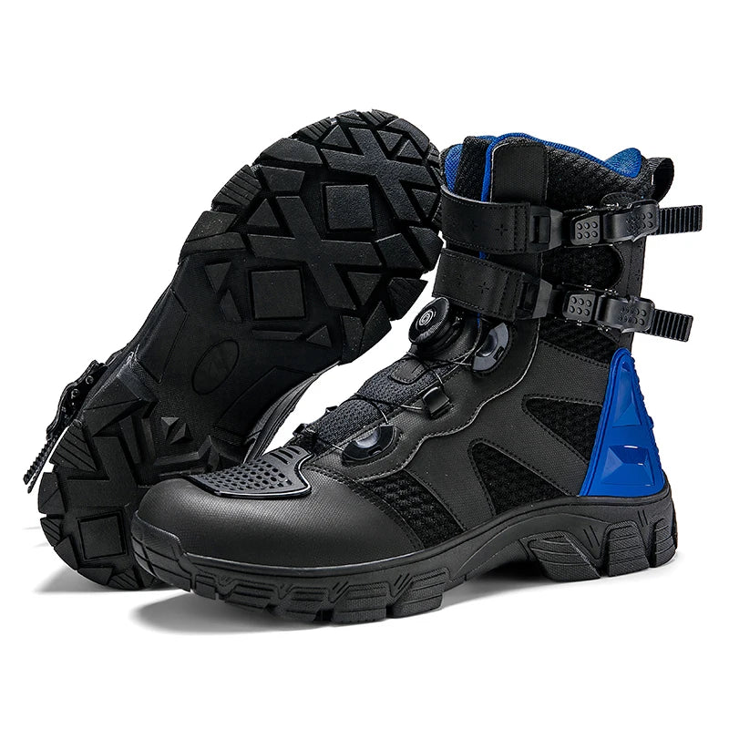 Men Motorcycle Boots Breathable Anti-fall Motocross Protective Shoes Knob Lock Buckle Men's Motos Equipment Outdoor Sports Shoes