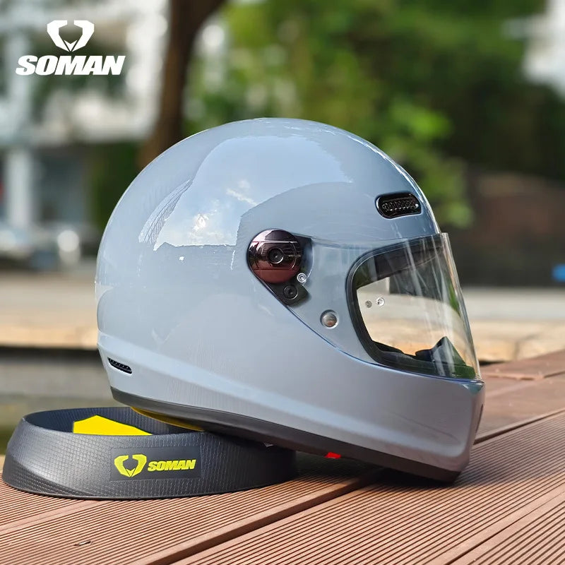 SOMAN Motorcycle Helmet Retro DOT Certification Full Face Helmet Riding Personalized Motorcycle Safety Helmet Casco Moto Casque
