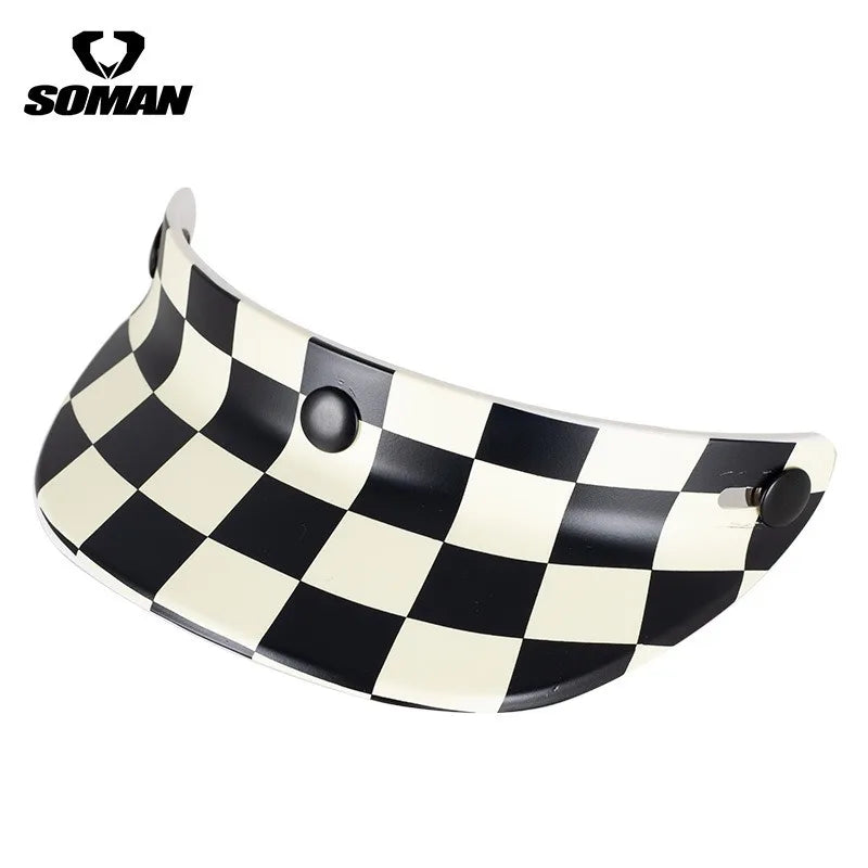 Motorcycle Half Helmet Brim Retro Three-button Locomotive Sunshade Visor Small Helmet Body Lens Accessories