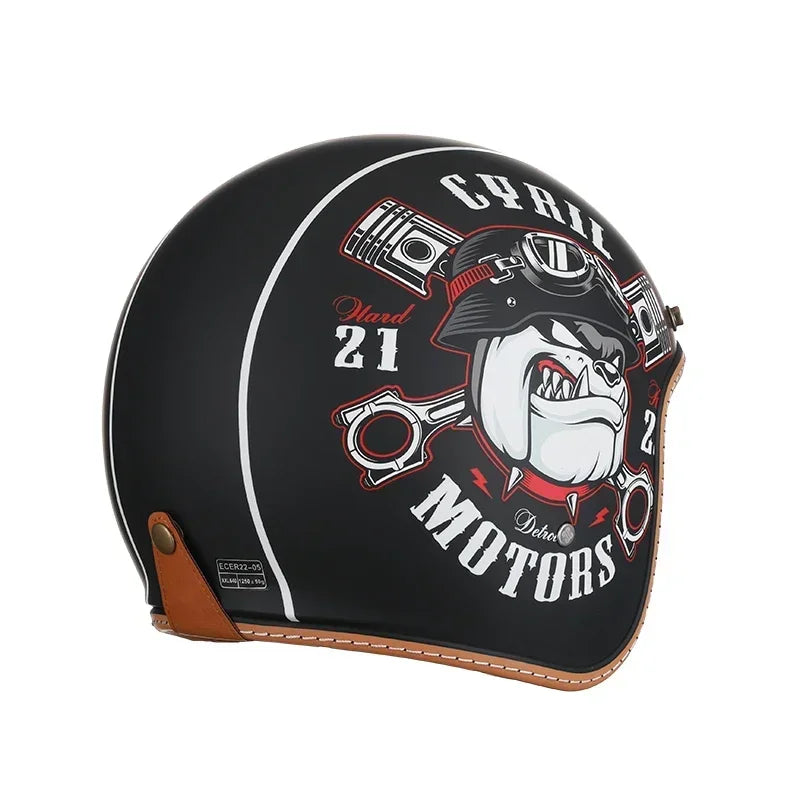 Retro 3/4 Open Face Half Motorcycle Helmet CYRIL B206 Lightweight Adult Vantage Jet Helmet for Men Women DOT ECE Approved