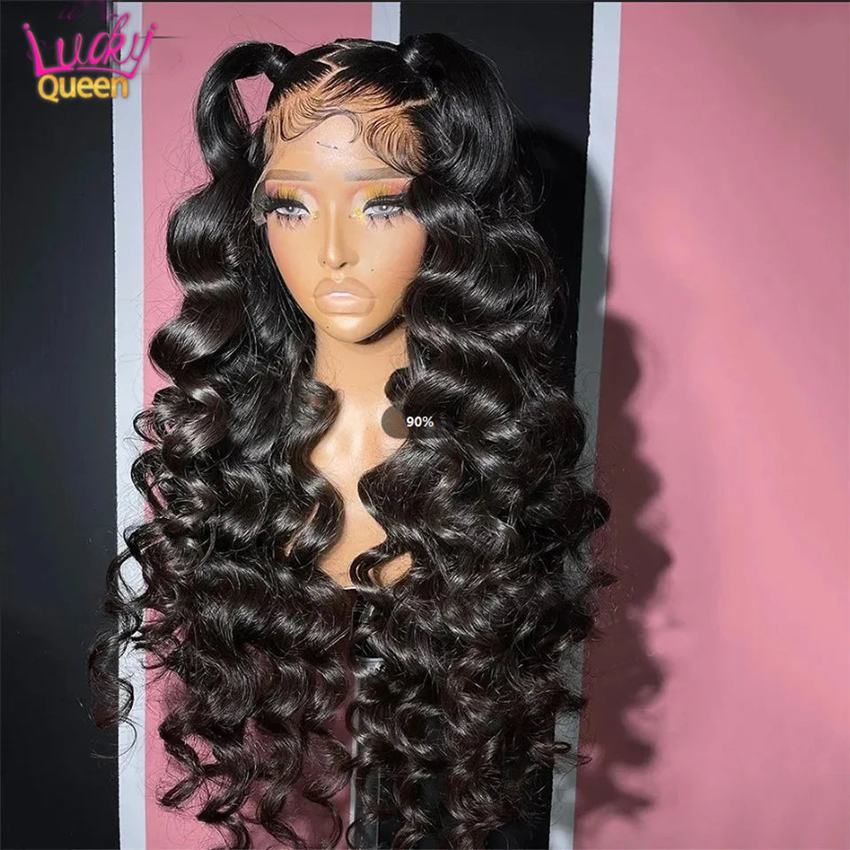 Loose Wave Dark Burgundy 7X5 Glueless #99J 180 Density Pre Plucked Transparent Brazilian 100% Human Hair Wigs 13X6 Lace Frontal