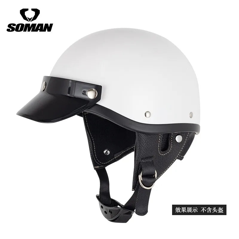 Motorcycle Half Helmet Brim Retro Three-button Locomotive Sunshade Visor Small Helmet Body Lens Accessories