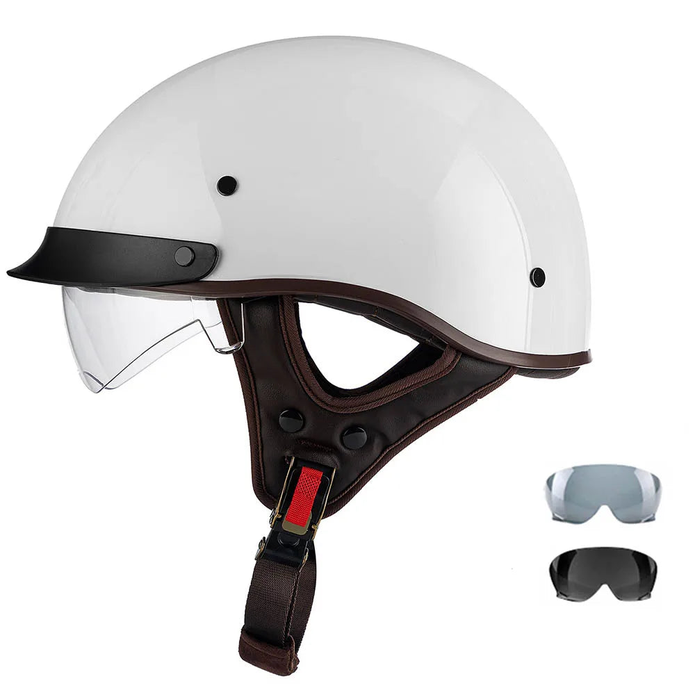 Motorcycle Half Helmet Four Seasons Helmet Summer Sunscreen Retro Fashion Helmet Men and Women Cycling Helemt ABS material