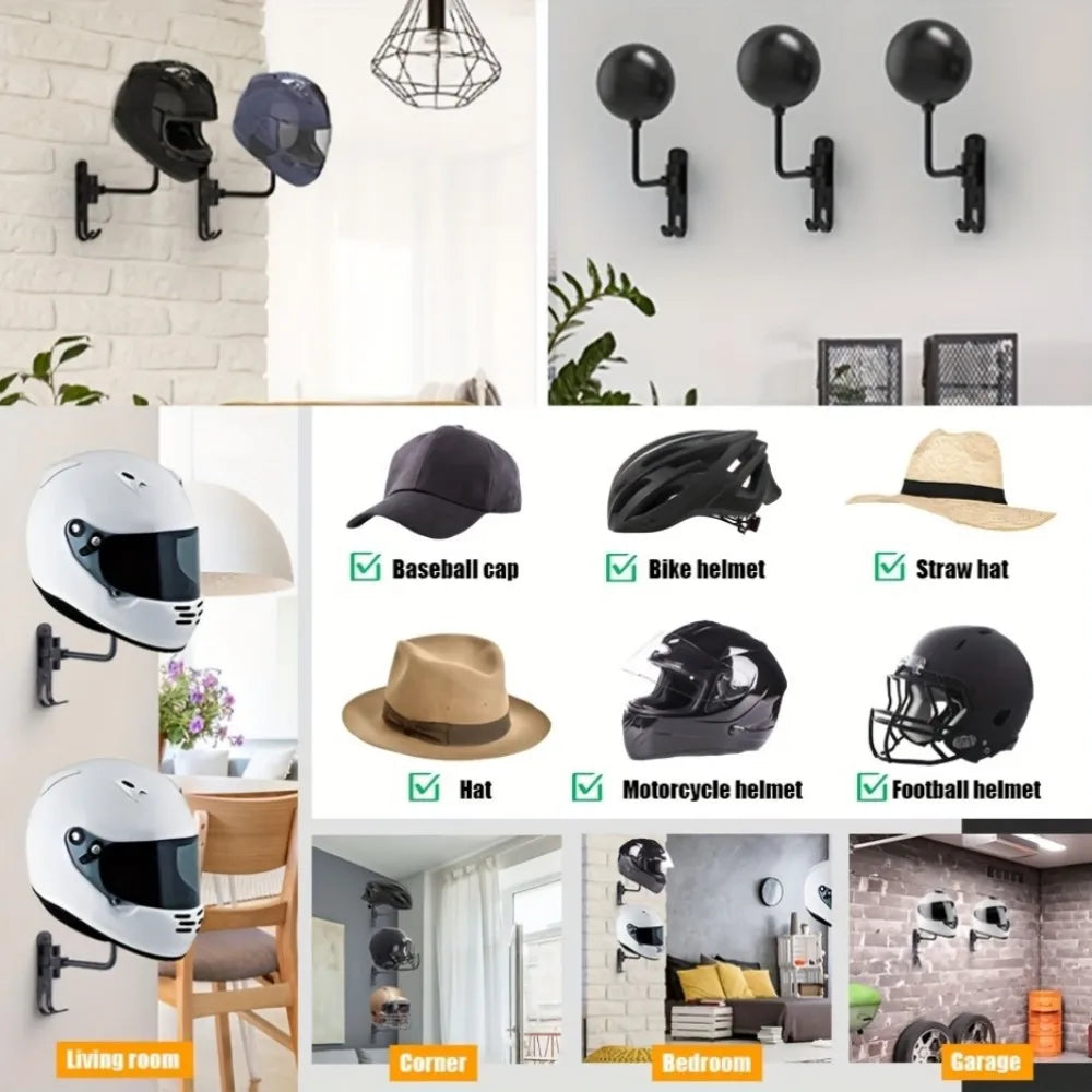 Multi Unctional Helmet Holder 180° Rotatable Motorcycle Helmet Moto Accessories Claw Hook Wall Mounted for Hanging Hat Jacket