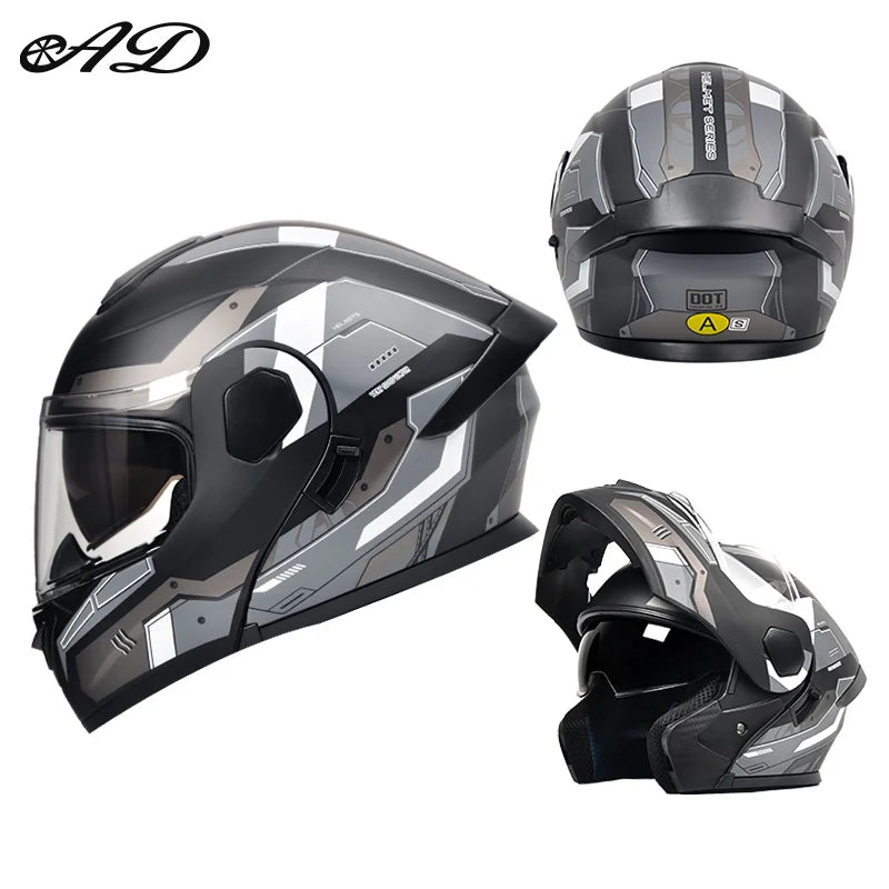 Dot Certified Ad Factory Open Face Motorcycle Helmet with Dual Visor Crash-Resistant Abs Motocross Riding Motorcycle Helmets