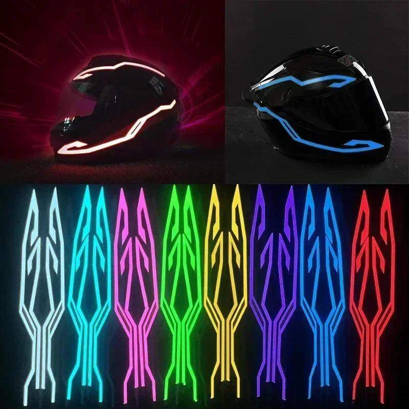 Motorcycle Helmet Light Night Riding Signal Helmet 4 in 1 EL Light 3 Mode Led Helmet Light Strip Decoration Accessories Kit