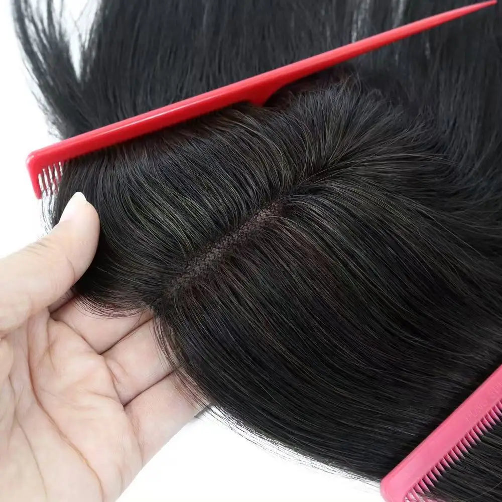 6 Colors Available Human Hair Topper Wig 4x4.5 Lace Frontal 12 Inch Hand-Tied 4 Clips 48H Ship #1B #2 #4 #613 #10/6 #613/BC Dura
