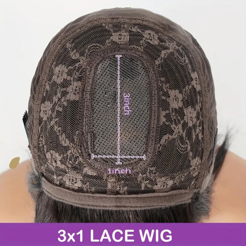 3x1Middle Part Lace Wig Bone Straight Human Hair Wig With Bangs Full Machine Made 30 36 Inch Body Wave Human Hair Wig with Bangs
