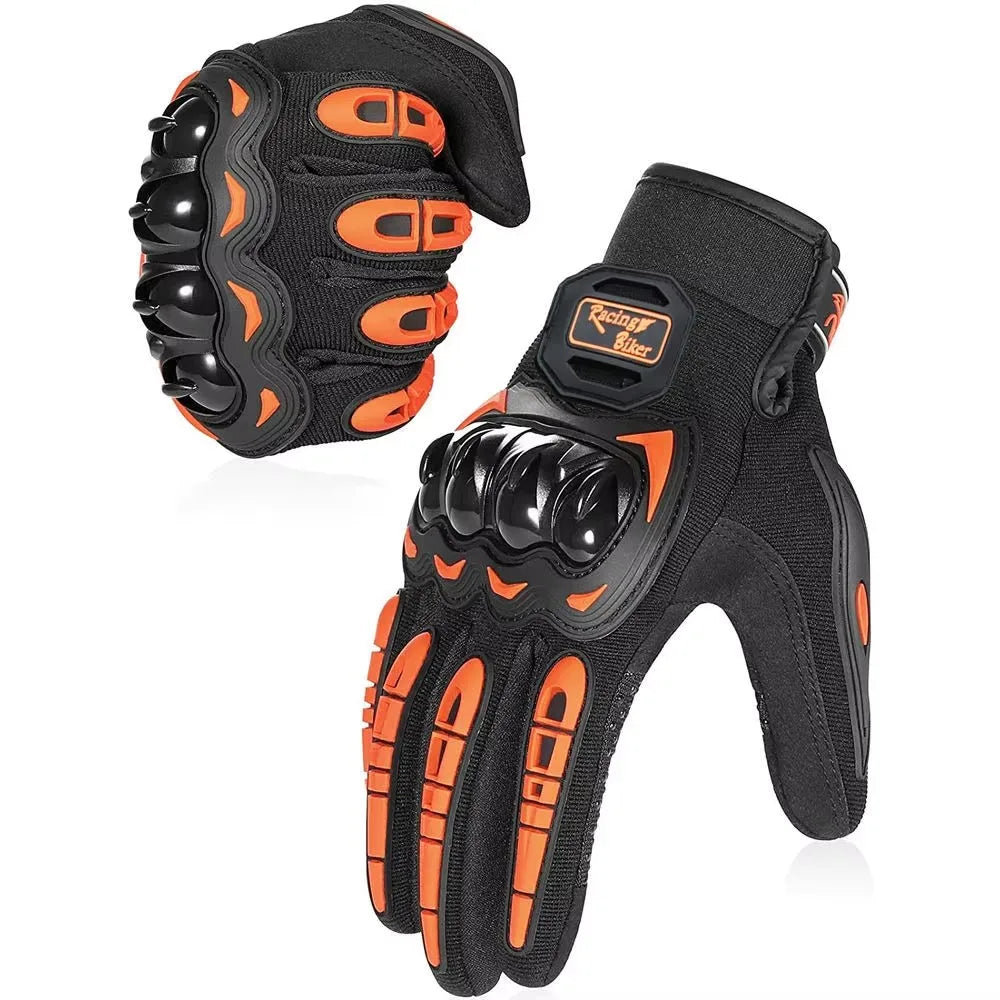 Protecting joints Black Motorcycle Gloves Blue Guantes Waterproof Touch Screen Full Finger Leather Anti-fall Moto Non-slip