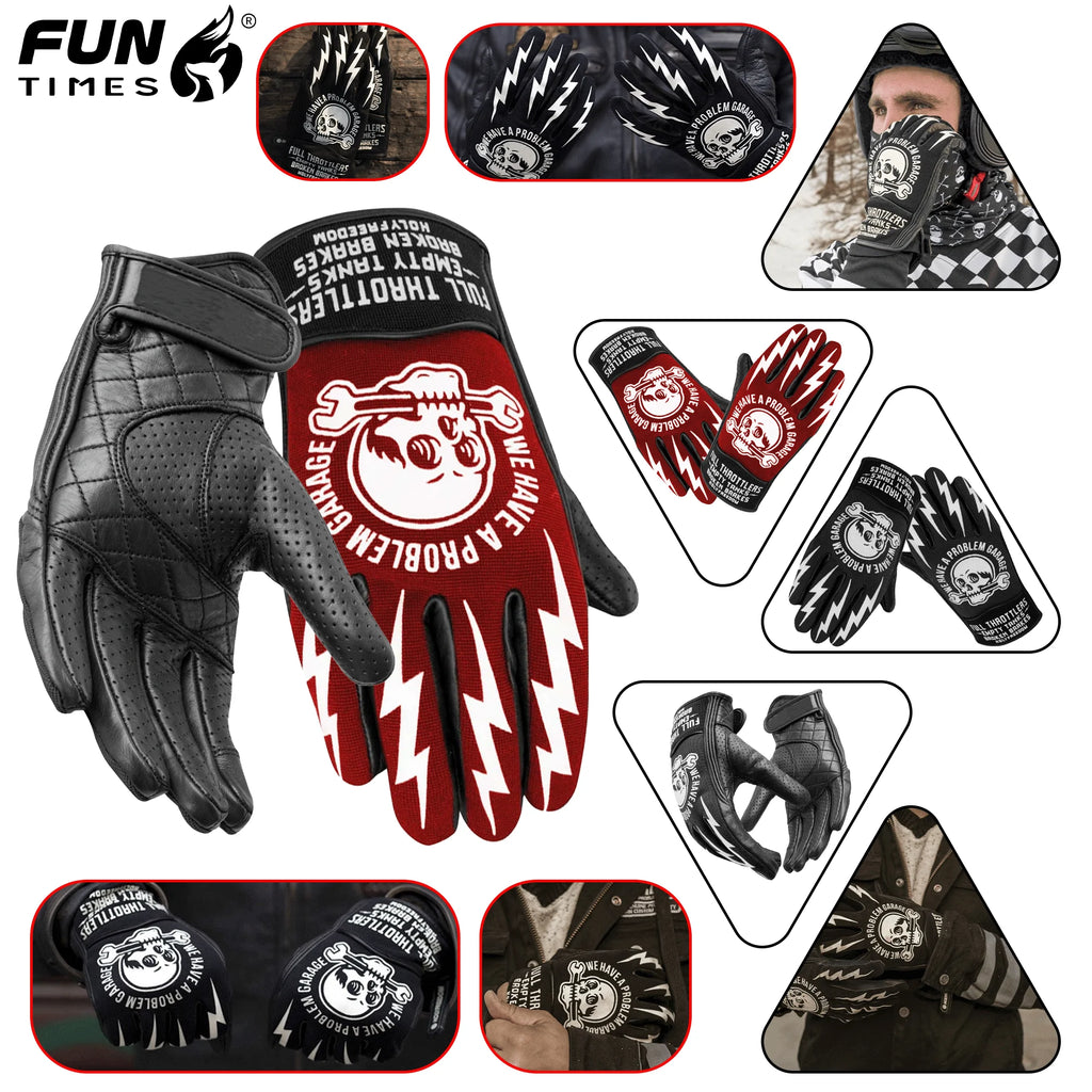 FUNTIMES Motorcycle Gloves Motorcycle Gloves Racing Long Hard Shell Leather Riding Gloves Thick Breathable Gloves