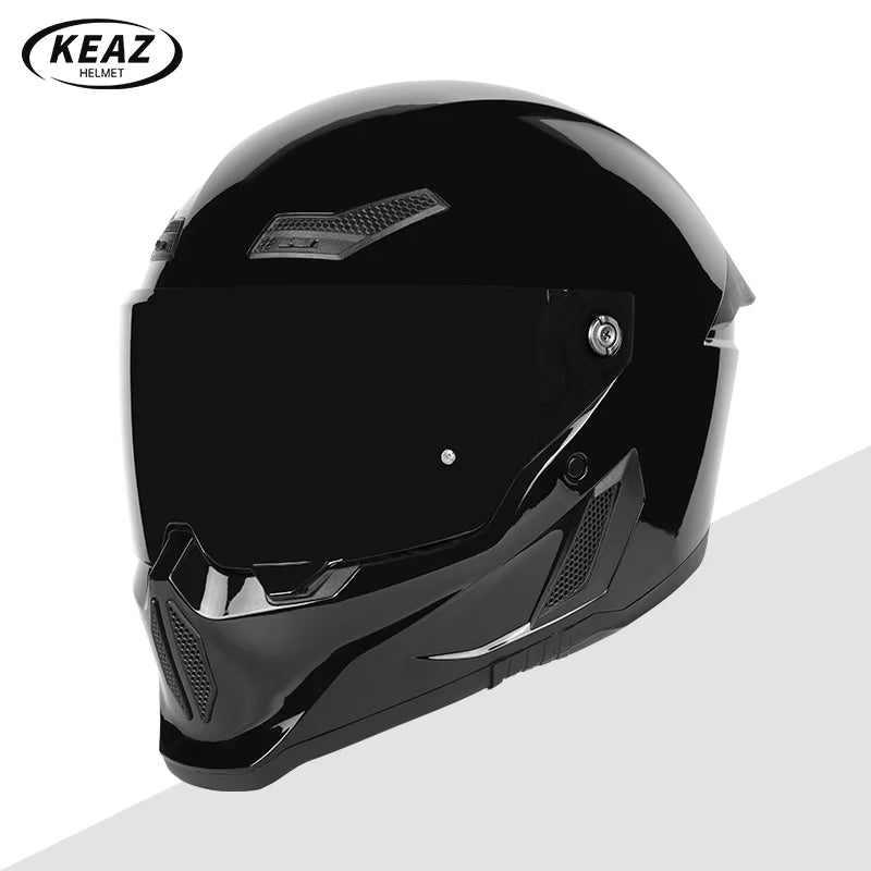 Personalized Retro Black Motorcycle Helmet Men Women Full Helmet for Motorcycles DOT Cover Suitable for All Seasons and Anti-Fog