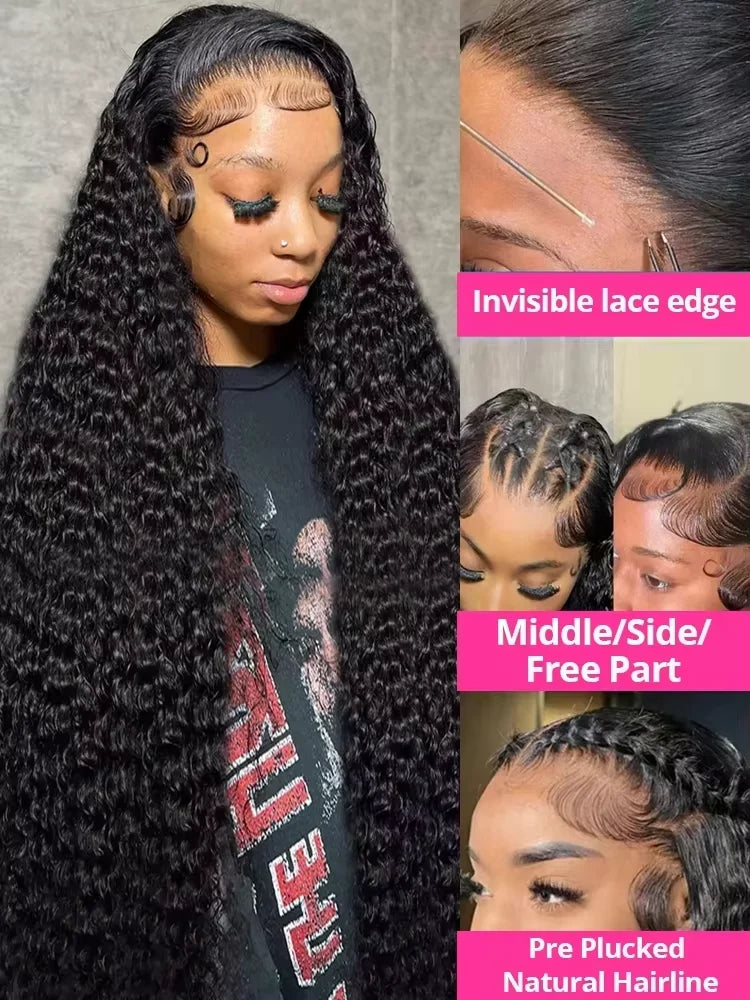 250% Density 13x6 Hd Lace Frontal Wig Deep Wave Curly Raw Human Hair Preplucked Water Wave Front Wigs For Black Women Brazilian