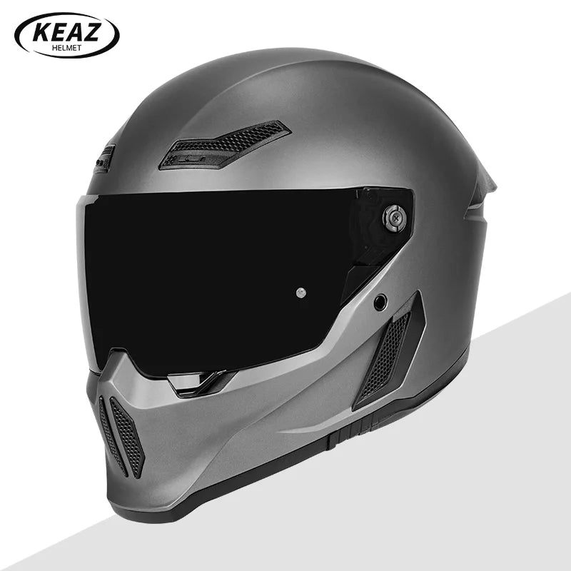 Personalized Retro Black Motorcycle Helmet Men Women Full Helmet for Motorcycles DOT Cover Suitable for All Seasons and Anti-Fog