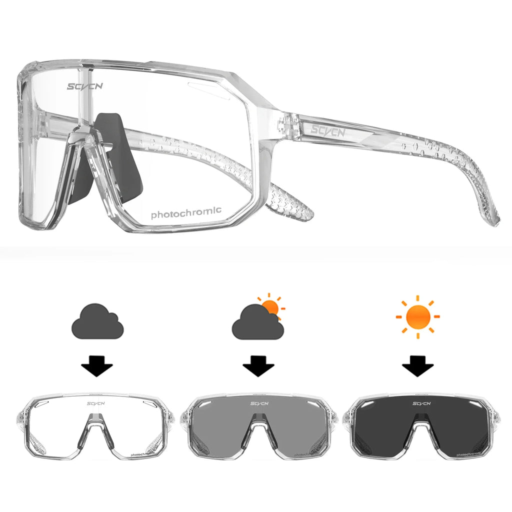 SCVCN New Photochromic Cycling Glasses Motorcycle Bike Riding Outdoor Sport Cycling Sunglasses Men Women Hiking UV400 Goggles