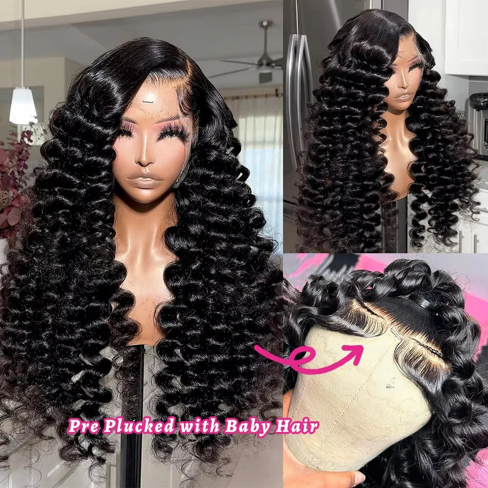 Loose Wave 13x6 Lace Front Human Hair Wig 30 Inch Brazilian Water Deep Wave Wigs 4x4 HD Lace Wig For Women 13x4 Human Hair Wigs