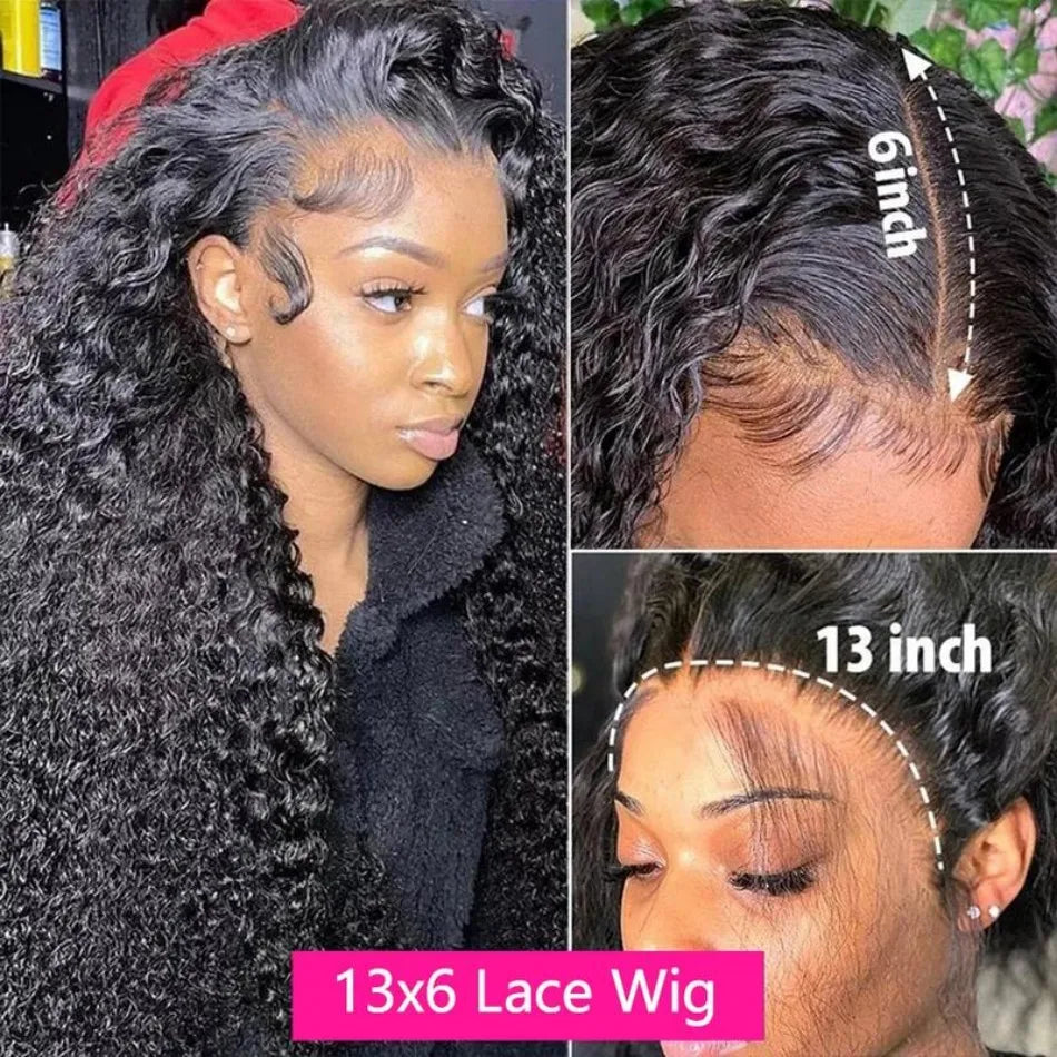 13X6 Hd Lace Frontal Wig Deep Wave Human Hair Wigs Brazilian Wigs Original Curly Lace Front Wig 230 Density For Women 30 40 Inch