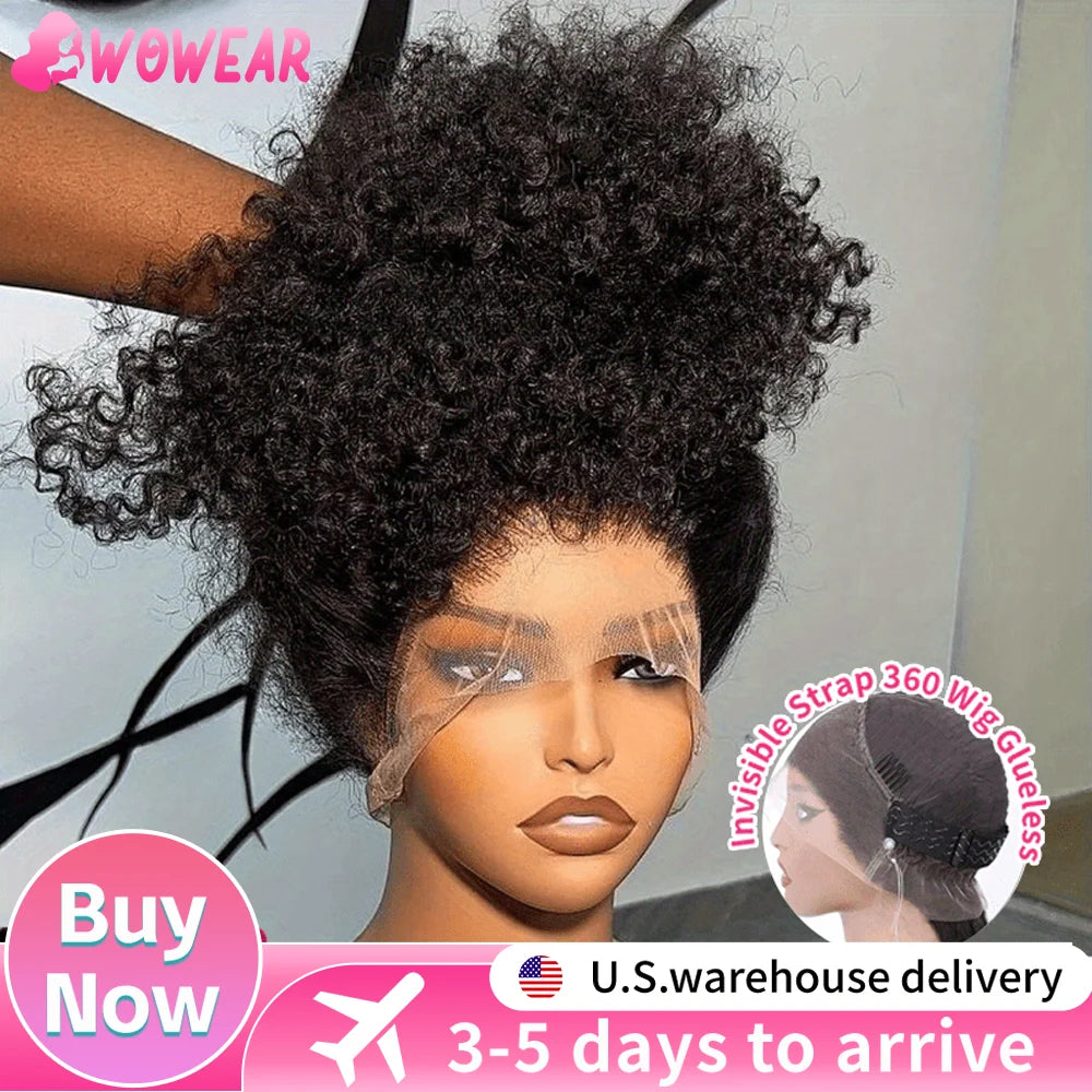 220%Density Human Hair Deep Wave 13x4 13x6 Lace Frontal with Pre-Plucked Hairline Women's 360 HD Lace Front Glueless Curly Wig