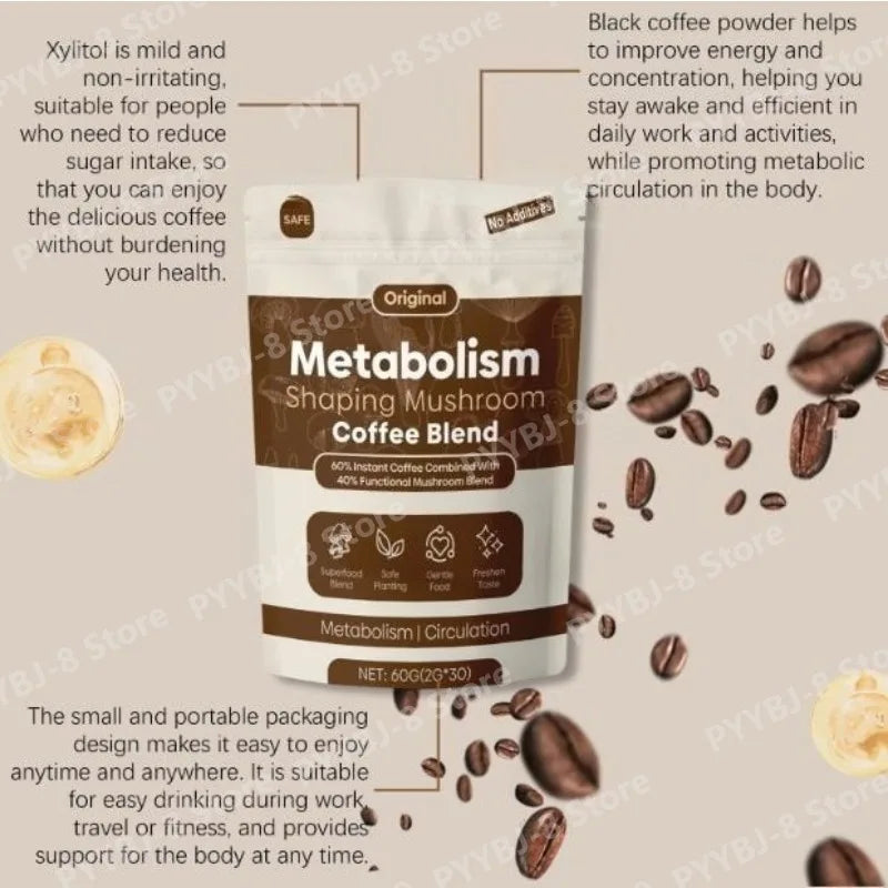 Metabolic Powder with Mushroom Extract and Black Coffee Promote Internal Circulation in The Body Health Nutritional Supplements