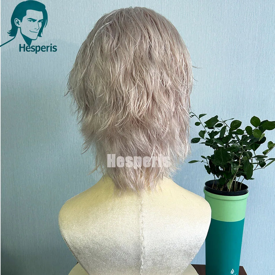 Hesperis Blonde Men Shaved Side Cut Mullet Wigs Human Hair Brazilian Remy Short Pixie Cut Full Lace Human Hair Wig For Male